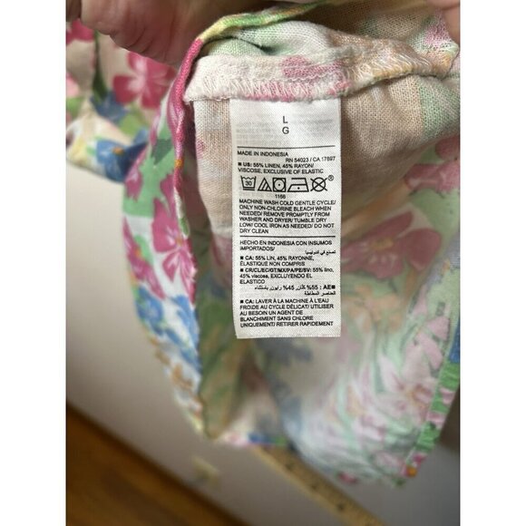 Old Navy Dress Womens Floral Linen Sundress Beach Tropical Size Large NWT - Picture 12 of 13